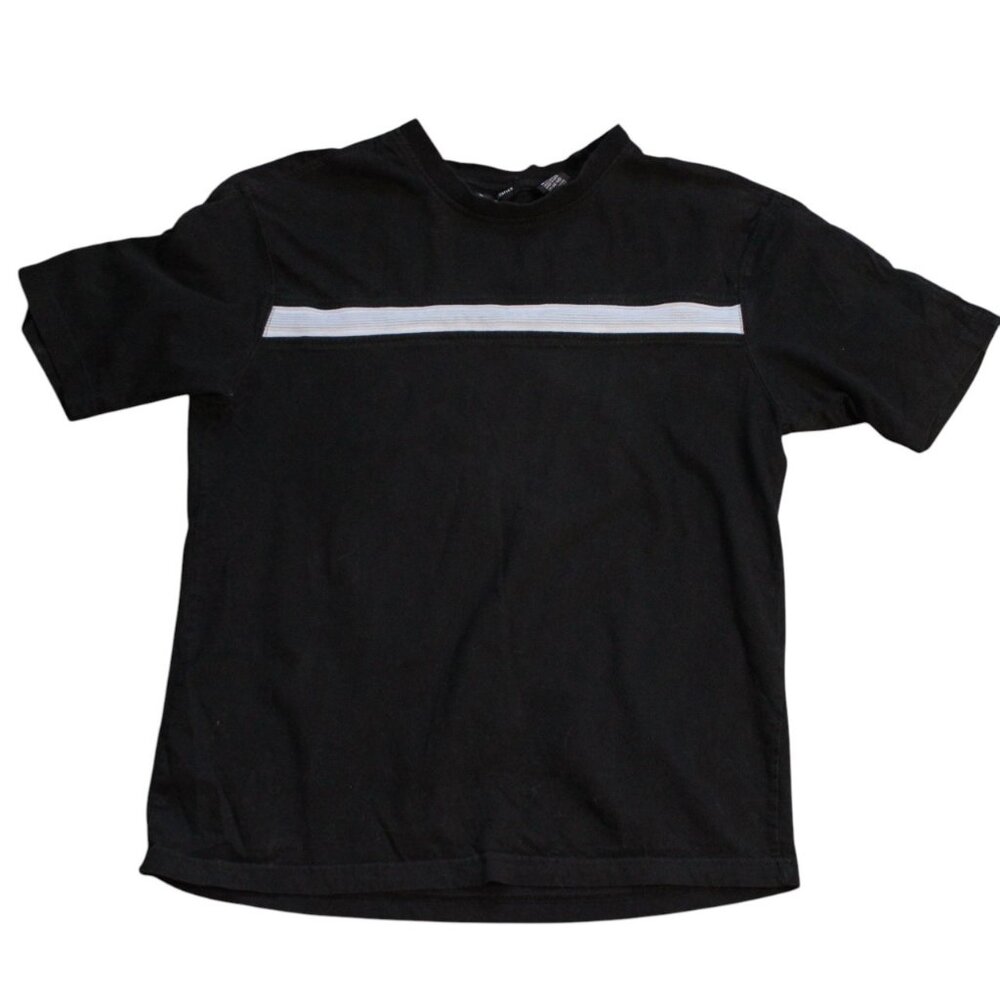 No Boundaries Vintage Vibe Black Graphic T Shirt Blue Stripe Medium 38/40